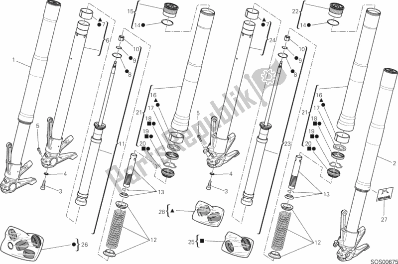 Todas las partes para Tenedor Frontal de Ducati Hypermotard SP 821 2013